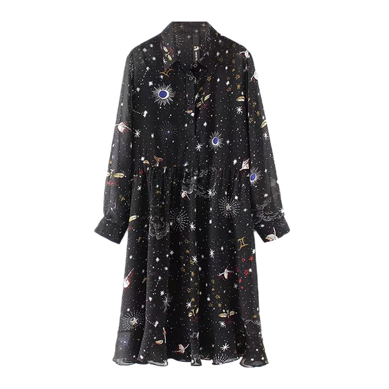 PERHAPS U black planet print universe chiffon turn down collar knee length dress long sleeve a line autumn dress elegant D0694
PERHAPS U black planet print universe chiffon turn down collar knee length dress long sleeve a line autumn dress elegant D0694