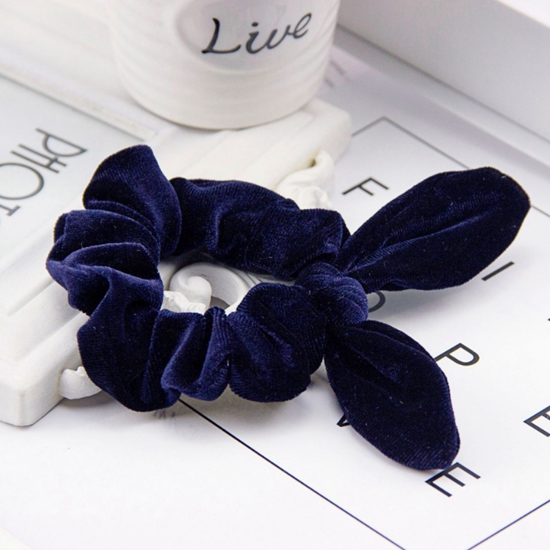 Rabbit Ears Hairbands Velvet Elastic Hair Ropes Solid Bow Hair Band Ponytail Holder Girls Scrunchy Hair Accesories 15 Colors DW4642