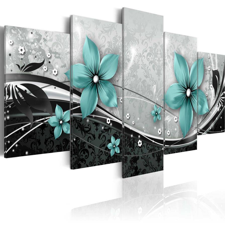 World Art 5 PCS/set Modern Prints Flowers Oil Painting on Canvas Wall Art Pictures for Home Living Room Decor (No Frame)