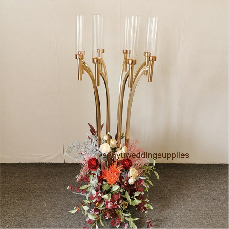 New style Metal Candelabra Holders Acrylic Wedding Table Centerpieces Flower Stand Candle Holder Candelabrum For Home Decor senyu0318 XJ260305