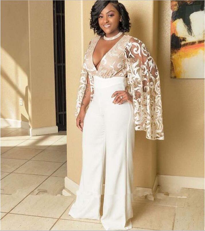 bohemian jumpsuits boho wedding dresses with lace v neck wedding dress with pants see through bridal gowns