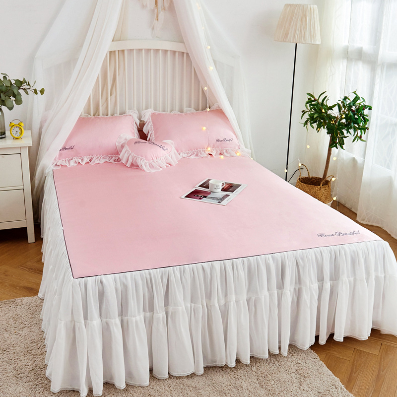 Summer bed skirt set 3pcs/set ice fiber bed sheet set pillowcase cool cover lace home princess dust ruffles home textile, Rose pink
Summer bed skirt set 3pcs/set ice fiber bed sheet set pillowcase cool cover lace home princess dust ruffles home textile, Rose pink