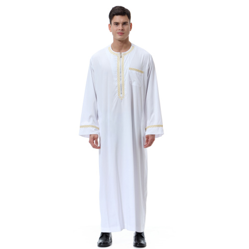Shujin Muslim Men Abaya Jilbab Shirt Robes Jubba Thobe Islamic Men's Clothing SetsEid Mubarak Worship Service Middle