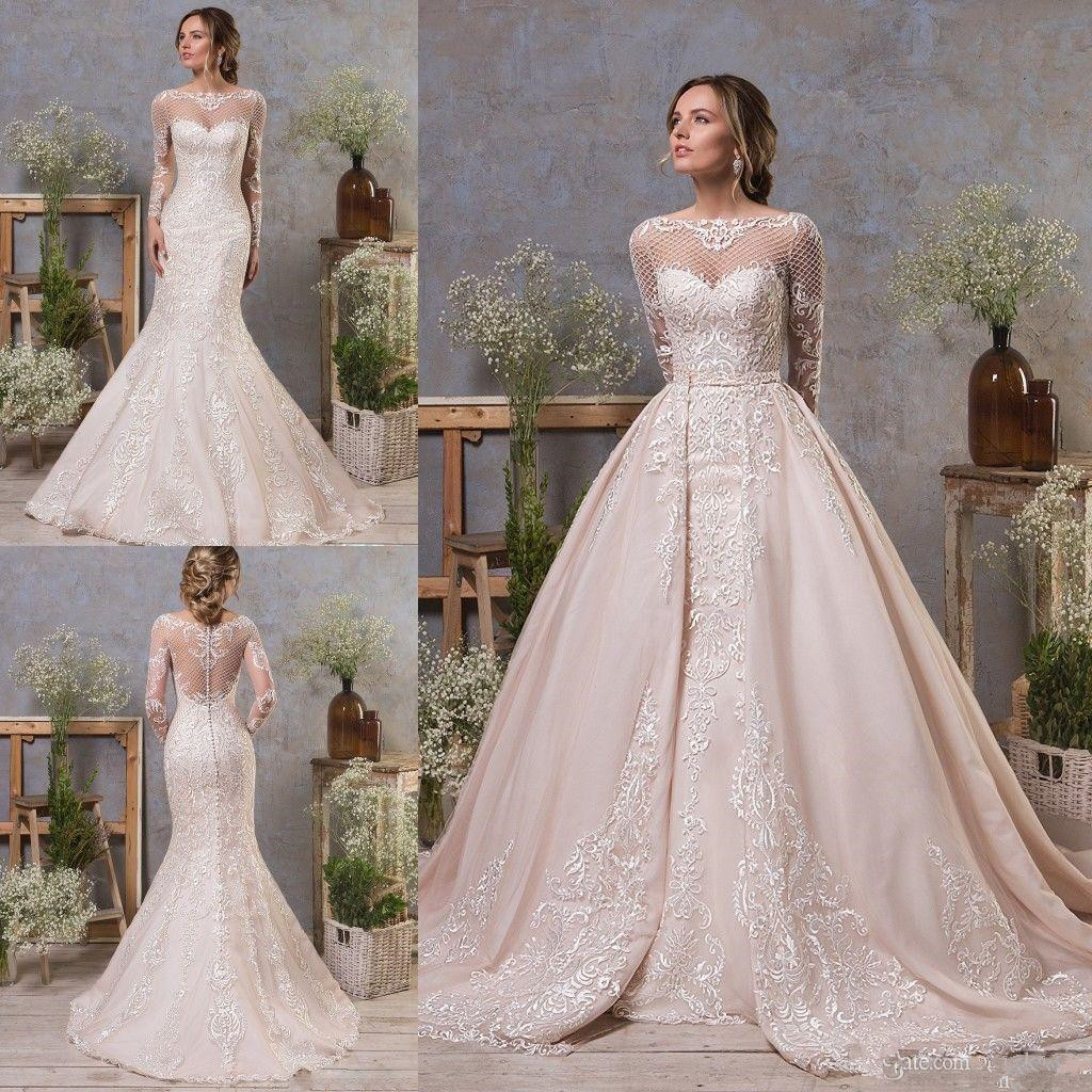 2020 Gorgeous Mermaid Wedding Dresses With Detachable Train Jewel Neck Lace Appliqued Long Sleeve Bridal Gowns Custom Beach Wedding Dress, Red
2020 Gorgeous Mermaid Wedding Dresses With Detachable Train Jewel Neck Lace Appliqued Long Sleeve Bridal Gowns Custom Beach Wedding Dress, Red