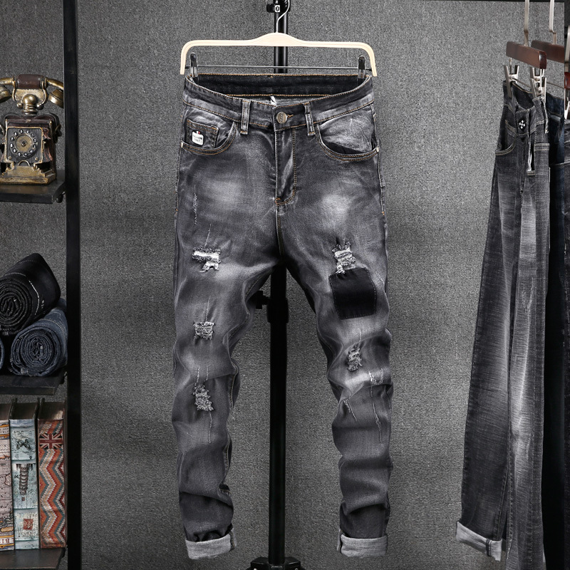 Men Jeans Autumn Fashion Slim-type Casual Denim Pants 2019 New man Button Zipper pocket hole Streetwear Denim Trousers, Black
Men Jeans Autumn Fashion Slim-type Casual Denim Pants 2019 New man Button Zipper pocket hole Streetwear Denim Trousers, Black
