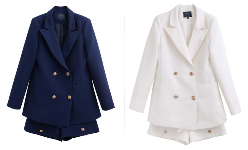 ELegant Office Lady Short Suit Set Women 2 Piece Set white Color Jacket Blazer + High Waist Mini Pant Suits Female Tracksuit V191021