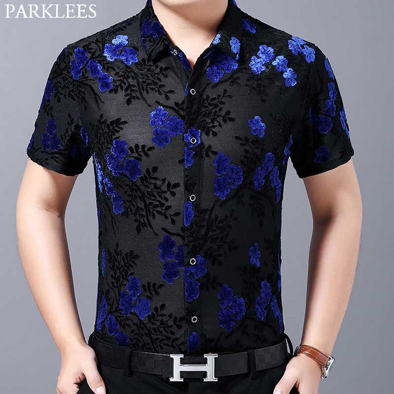 Royal Blue Floral Embroidery Velvet Shirt Men Stylish Design Slim Fit Short Sleeve Mens Dress Shirts Party Social Lace Chemise, Red
Royal Blue Floral Embroidery Velvet Shirt Men Stylish Design Slim Fit Short Sleeve Mens Dress Shirts Party Social Lace Chemise, Red