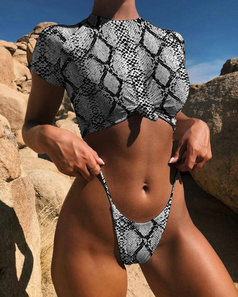9 Colors Designer Women Bikini Set Sexy Retro Front Tie Knot Tshirt Top Bikini Bathing Suit Female Padded Swimsuit Micro Thong Sw