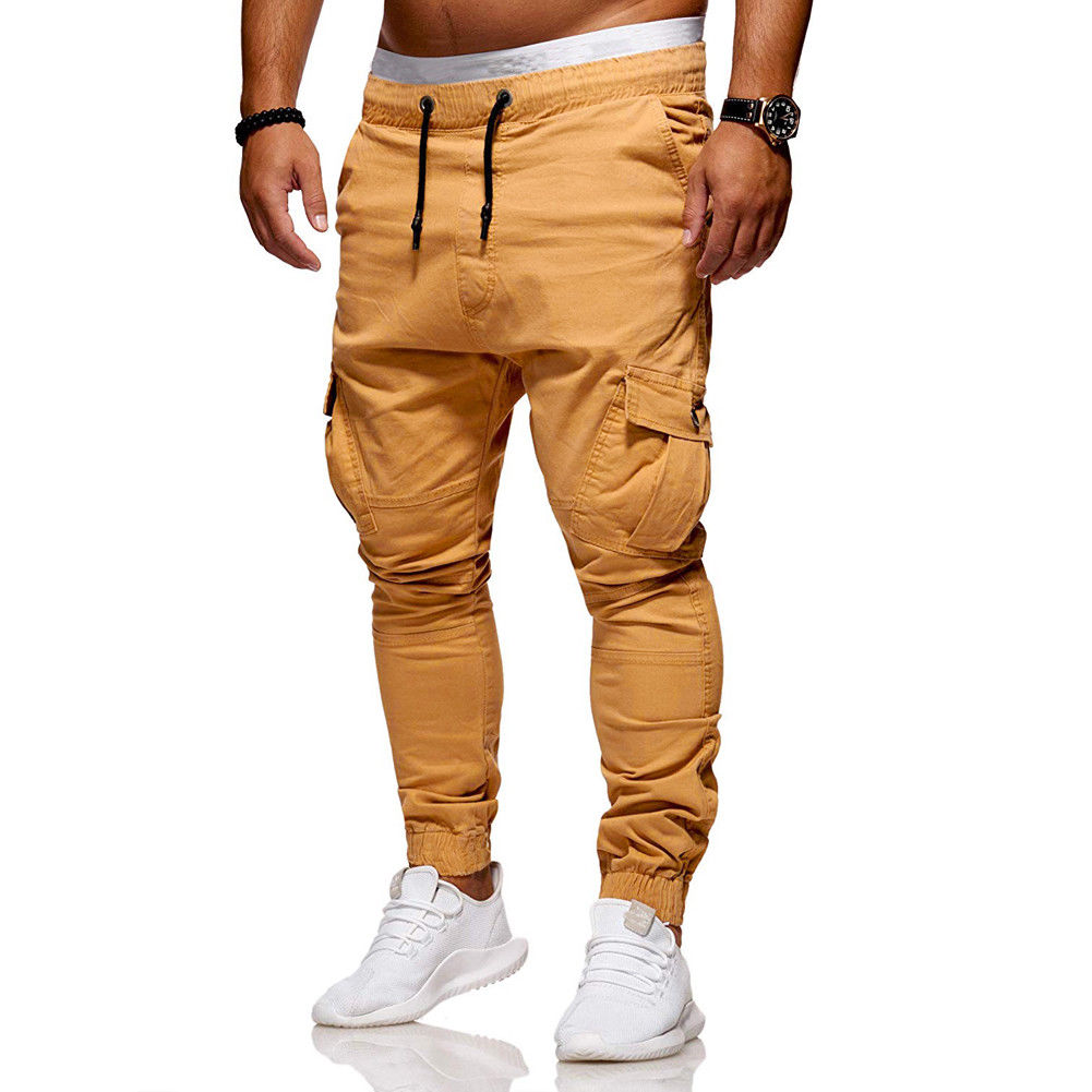 2019 New Style Fashion Men's Slim Fit Tracksuit Cotton Bottoms Skinny Casual With Pocket Pants Solid Trousers