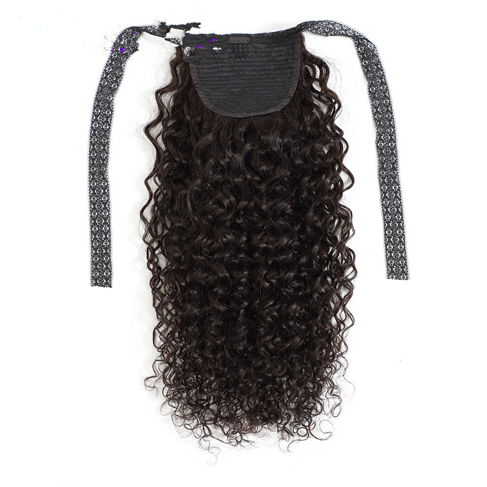 Fashion Ponytail Brazilian Curly Hair Drawstring Ponytail Human Hair Extensions Remy Hair Wrap Around Clip In Pony Tail 120g