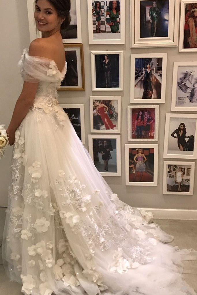 3d ral appliqued berta lace wedding dresses off shoulder pleats beads a e bridal gowns bride boho vestidos de novia