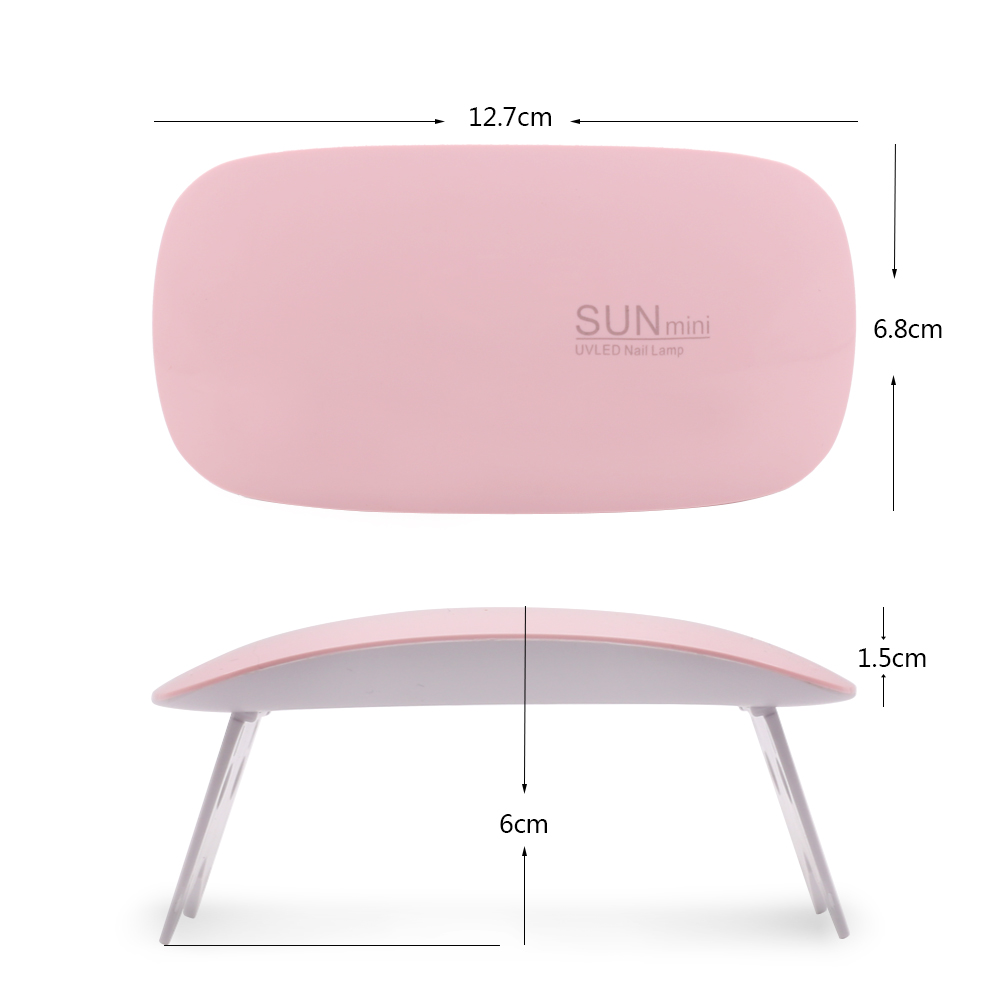 Sun mini 6W Pink White Nail Dryer Machine UV LED Lamp Portable Micro USB Cable Home Use Drying Lamp For Gel Varnish