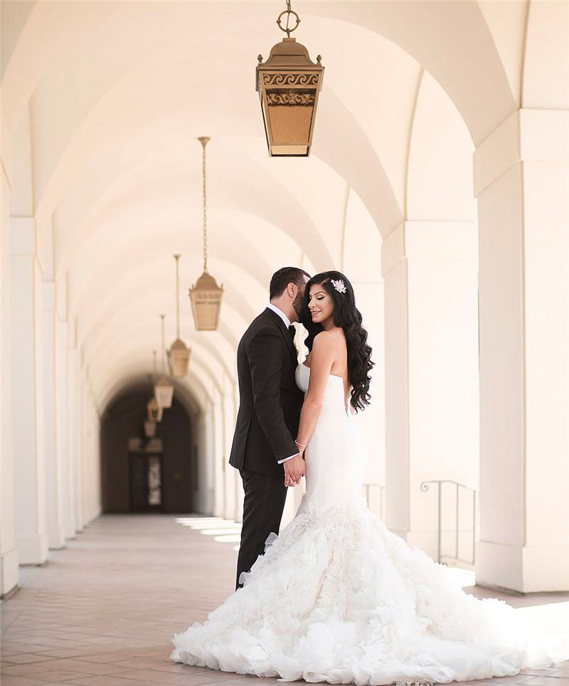 New Arrival Wedding Dress Mermaid Sweetheart Cascading Ruffles Garden Country Church Bride Bridal Gown Custom Made Plus Size