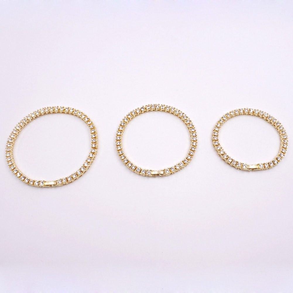 5mm Hip Hop Diamond Stone Tennis Chain Bracelets Necklace Cool Men Women Aolloy 18K Gold Plated Chains