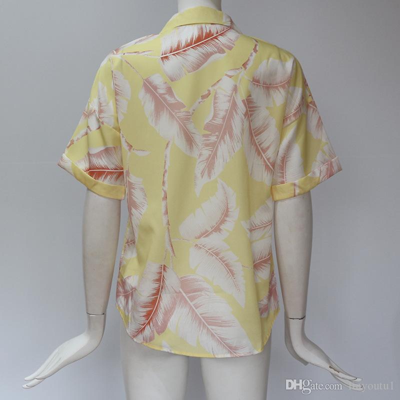 2020 Summer Blouse Women Short Sleeve Chiffon Blouse Casual Boho Style Floral Print Tops Turn Down Collar Office Shirt Plus Size