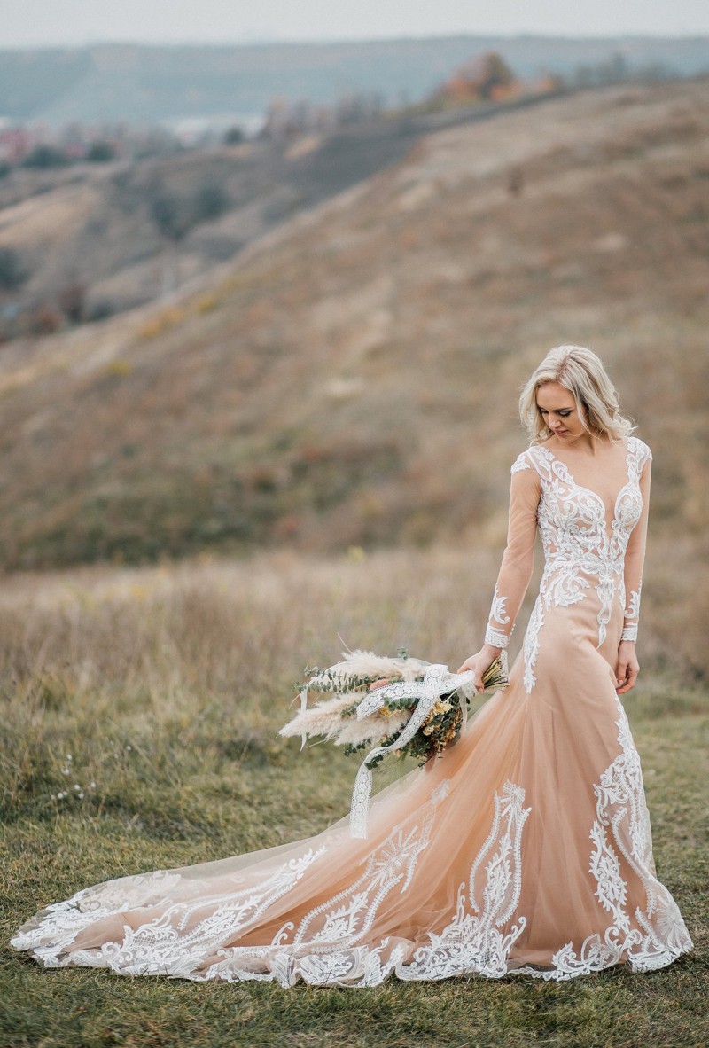 Beach New Garden Dresses Lace Long Sleeve Appliqued Bridal Gowns Boho Tulle A e Wedding Dress Robe De Mariee