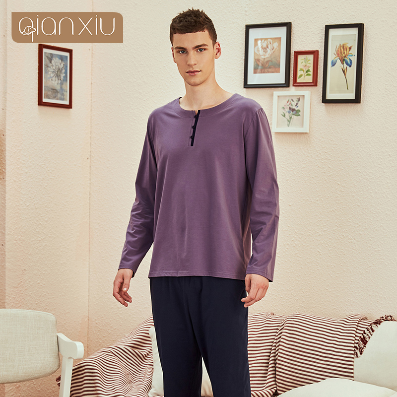 Men's long sleeve modal spring and autumn youth middle-aged plus size cotton housewear suit, Ocean blue
Men's long sleeve modal spring and autumn youth middle-aged plus size cotton housewear suit, Ocean blue