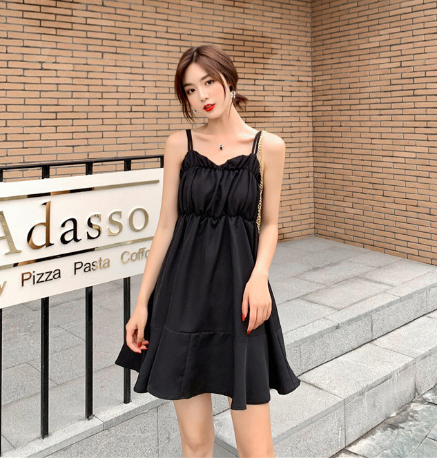 EAD 2020 summer new temperament strap dress female Korean version of the sweet solid color high waist V-neck sexy plus size dres, Black
EAD 2020 summer new temperament strap dress female Korean version of the sweet solid color high waist V-neck sexy plus size dres, Black