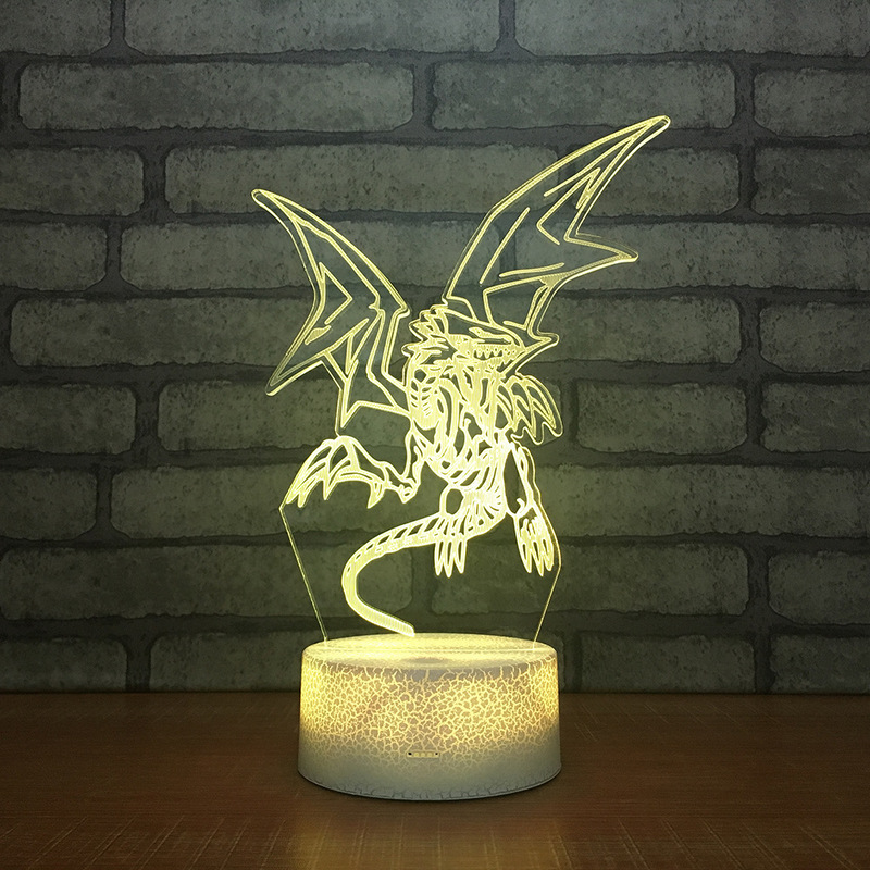 Yu Gi Oh Blue-Eyes White Dragon 3D Table Lamp Touch Control 7 Colors Changing Acrylic Night Light USB Decorative Kids Gifts