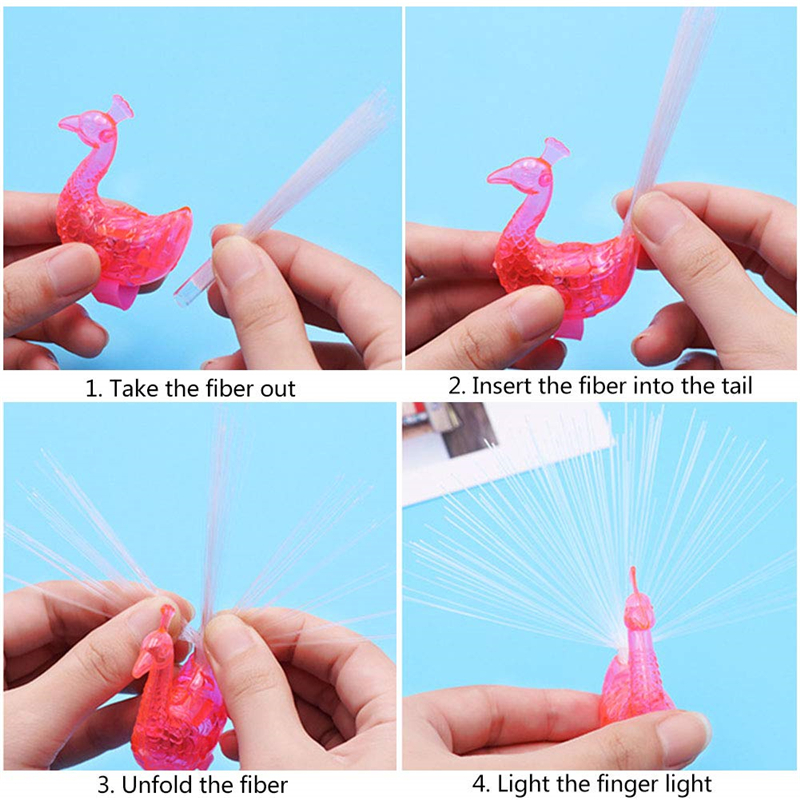 LED Finger Light Ring Creative Colorful Peacock Finger Lights LED Light-up Finger Toys for Party Cheering Novelty Glowing Halloween Gifts