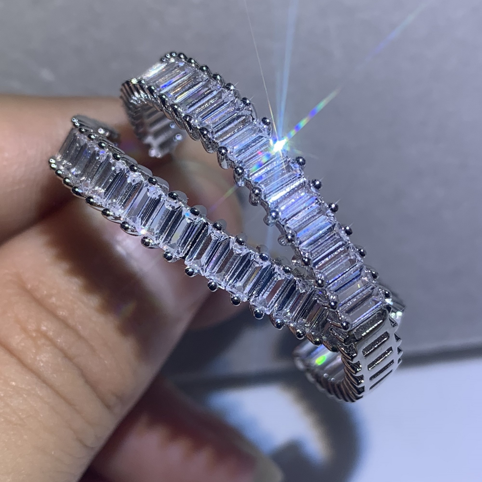 Sterg Sier Stud Earrings: Princess Cut Cubic Zirconia Semicircle Jewelry for Women