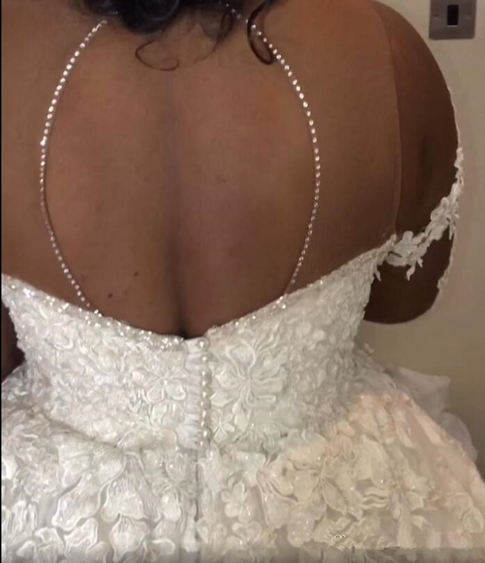 Country Plus Size Lace Beaded Ball Gown Long Sleeves Sheer Neck Bridal Dresses Vintage Cheap Wedding Gowns Q38 0510