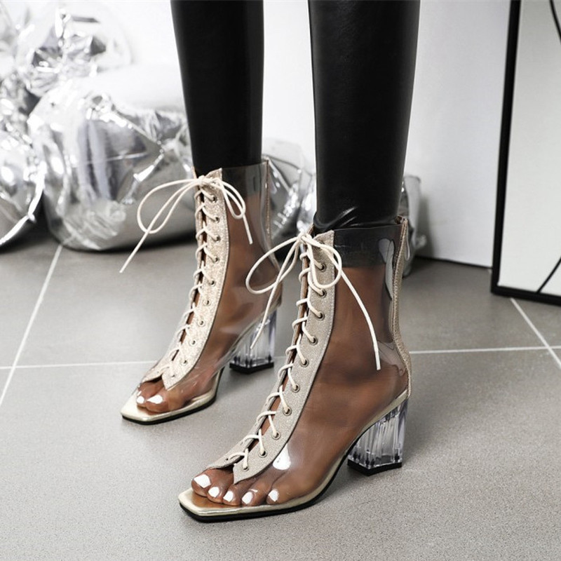 Sexy PVC Jelly Sandals Open Toe Lace-up Gladiator High Heels Summer Shoes Heel Transparent Sandals Big Size 43 Pumps 7cm heels, Black
Sexy PVC Jelly Sandals Open Toe Lace-up Gladiator High Heels Summer Shoes Heel Transparent Sandals Big Size 43 Pumps 7cm heels, Black