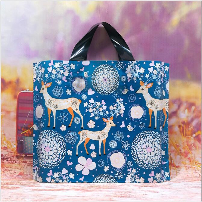 50pcs Plastic bag With Handle Flower Cartoon Cute Gift bag Large Shopping Cloth Party Gift Packaging Bags