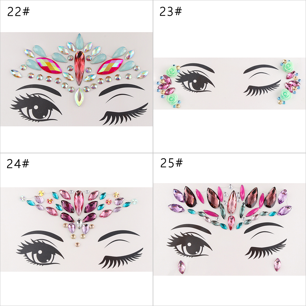 Temporary Tattoo Face Jewelry Gems Rhinestone Decoration Party Makeup Body Shining Festival Flash Tattoos Body Art Stickers D19011202
