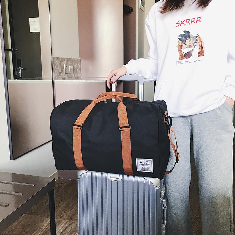 Men women Black Travel Bag high quality canvas Shoulder Bags Women Handbag Ladies Weekend Portable Duffel Waterproof Wash