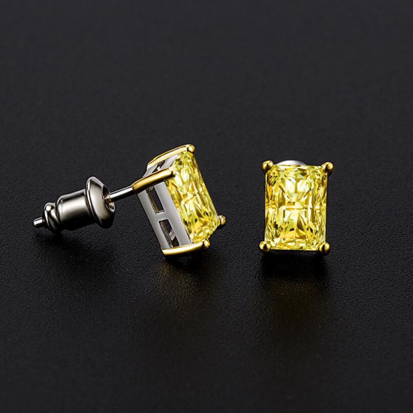 Choucong Simple Fashion Jewelry Hot Sell Real 925 Sterling Silver Princess Cut White Topaz CZ Diamond Square Women Wedding Stud Earring