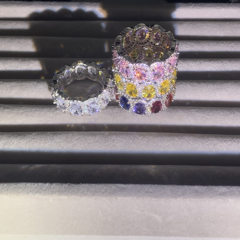 Sparkg : Sterg Sier Multi Topaz CZ Dia Gemstone Promise Ring for Women