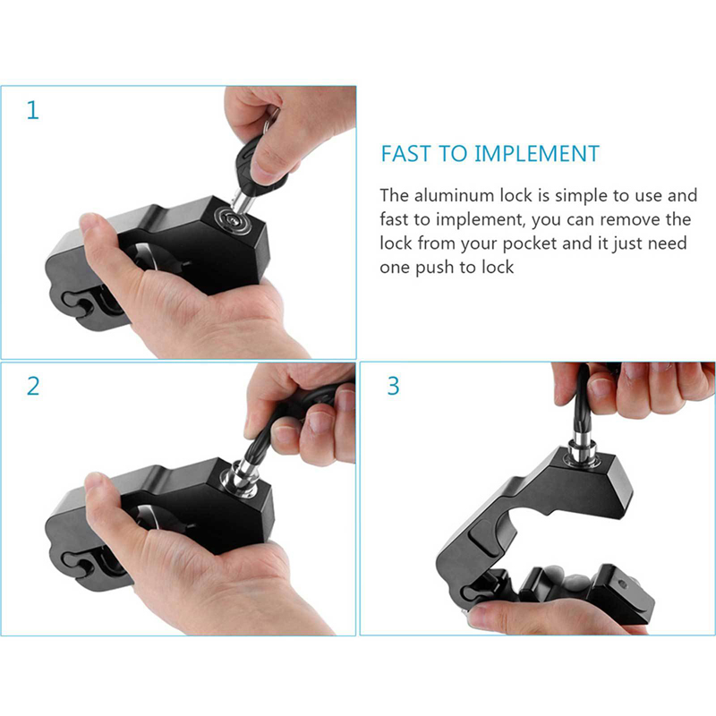 CNC Motorcycle Handlebar Lock Theft Protection Handset Brake Lever Disc Locking For Honda Kawasaki Yamaha