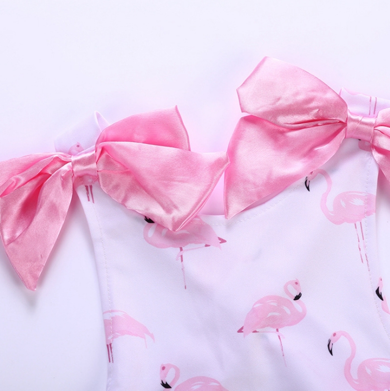 Baby Girls Swimwear Flamingos Printed Kids Swimsuit One Pieces Cute Girls Bow Beachwear Bikini Bathing Suit Swim Children Clothing DHW2311
