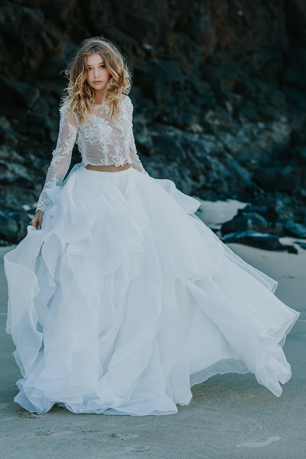 2019 Bohemian Wedding Dresses Jewel Neck Lace Jacket Two Pieces Country Wedding Dress Custom Made Plus Size Vestidos De Novia