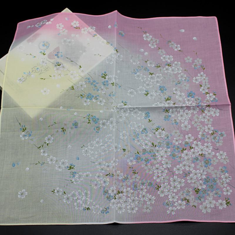 43cm * 43cm 60S Japanese Handkerchief Ladies Printed Cherry Blossom Handkerchief Small Square