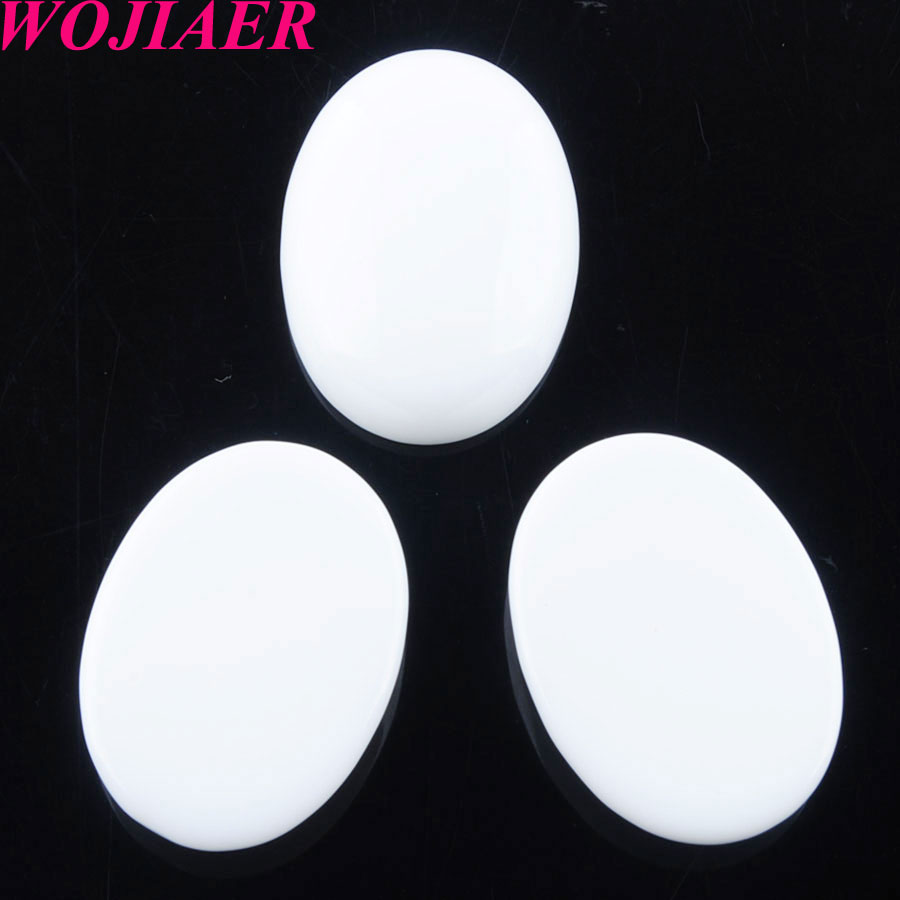WOJIAER Natural White Jade GemStone Beads Oval Cabochon CAB No Hole 22x30x7MM For Earrings Making Jewelry Accessories U8109
