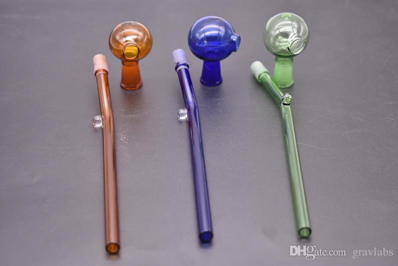 colorful 14cm Curved Glass Oil burners pipe newest thick 10mm dome with Glass oil nail pipe Water oil rig Pipes