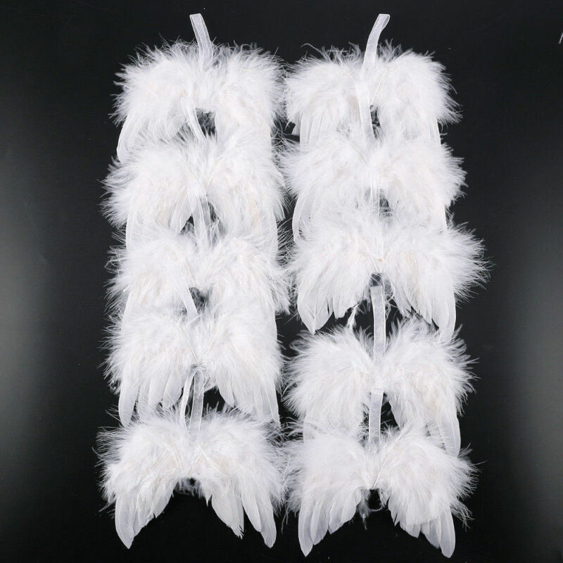 White Feather Wing Lovely Chic Angel Christmas Tree Decoration Hanging Ornament Home Party Wedding Ornaments Christmas Decorations
