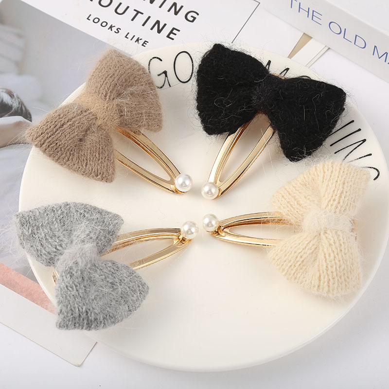 S873 Hot Fashion Jewelry Knitted Bowknot Barrette Girl Hairpin Bowknot Hair Clip Bobby Pin Barrettes