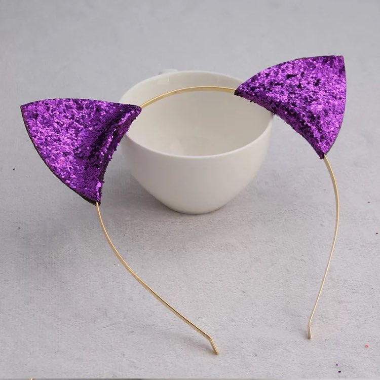 Wholesale Cute Cat Ears Headbands Party Hair Accessories Women Gold Glitter Glequin Headband Headdress