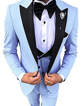 Latest Design One Button Wedding Men Suits Peak Lapel Three Pieces Business Groom Tuxedos (Jacket+Pants+Vest+Tie) W1102