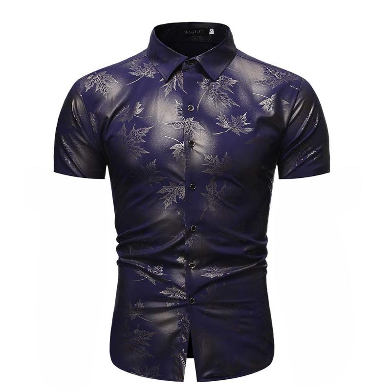 Men' new summer short sleeve printed casual style style leaf shirt European size XXL, Black
Men' new summer short sleeve printed casual style style leaf shirt European size XXL, Black