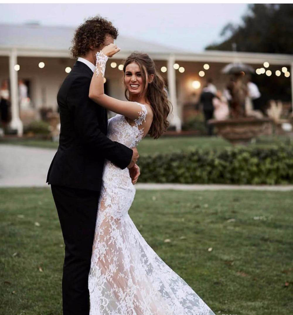 High Quality Boho Lace Open Back Wedding Dresses Mermaid Long Sleeve Garden Country Bride Bridal Gowns Custom Made Plus Size