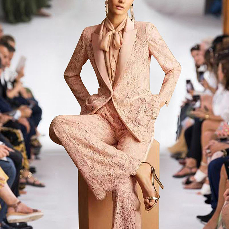 Runway New Fashion High Quality Party Workplace Lapel Suit Top Casual Trousers Vintage Elegant Chic Lace Stitching Women' Sets, Pink
Runway New Fashion High Quality Party Workplace Lapel Suit Top Casual Trousers Vintage Elegant Chic Lace Stitching Women' Sets, Pink