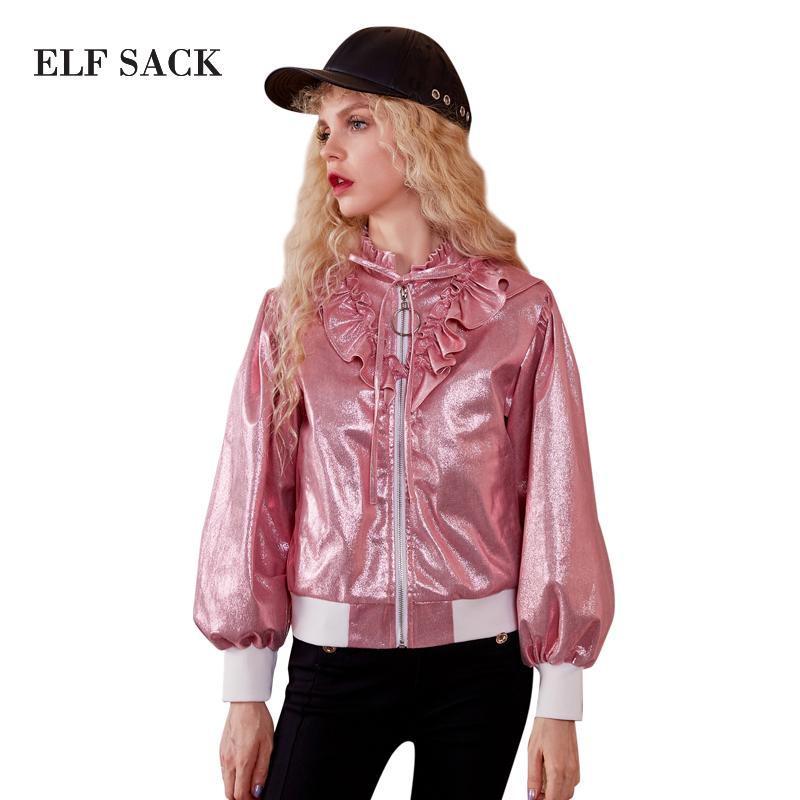 ELF SACK Autumn Women Shinny Artificial Leather Short Jackets Lolita Vintage Ruffle Womens Baseball Coats Girl' Sweet Outerwear, Pink
ELF SACK Autumn Women Shinny Artificial Leather Short Jackets Lolita Vintage Ruffle Womens Baseball Coats Girl' Sweet Outerwear, Pink