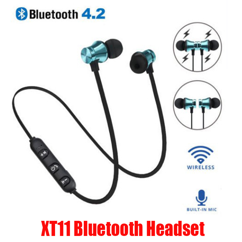 

XT11 Bluetooth Headphones Magnetic Wireless Running Sport Earphones Headset BT 4.2 Mic MP3 Earbud For LG Smartphones With Retail Box, Gold