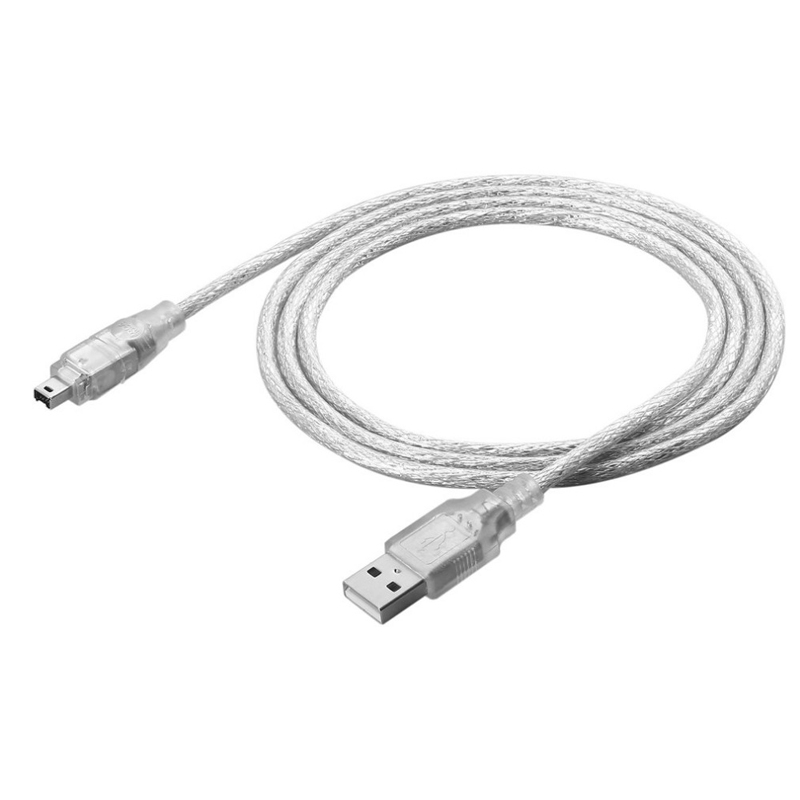1.2M USB 2.0 Male To Firewire iEEE 1394 4 Pin iLink Adapter Cable Male To Male Cable Silver & Transparent
