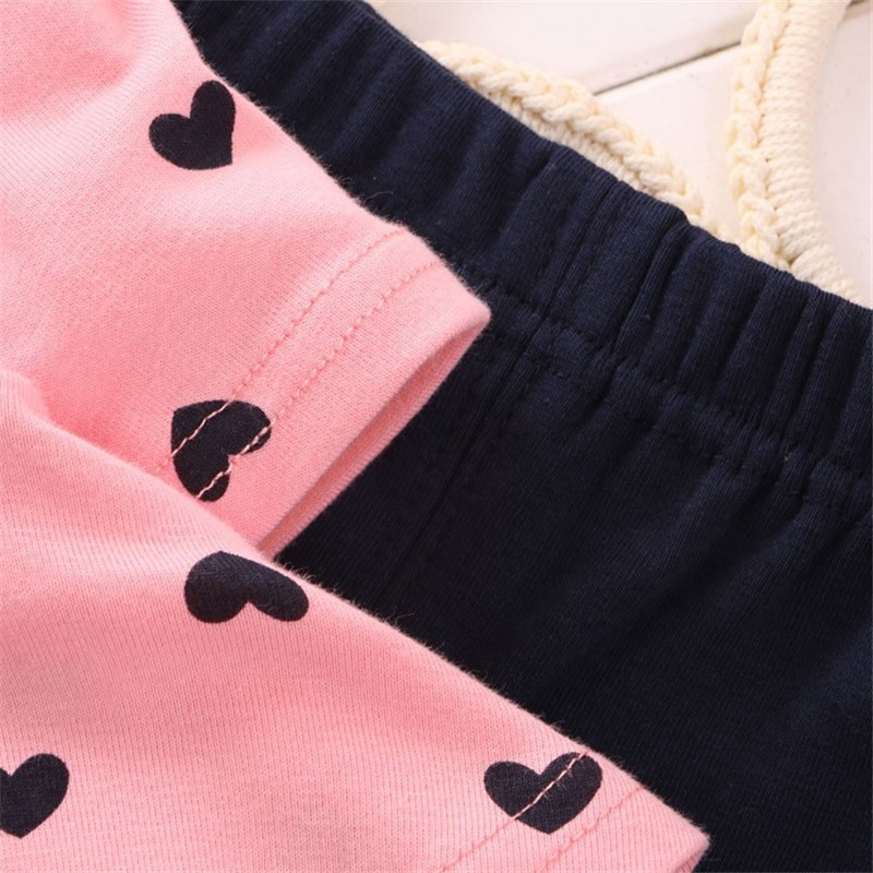 new Baby Girl Clothing Set Heart-shaped Print Bow Cute 2PCS Cloth Set Children Cloth Suit Top T shirt + Pants High quality
