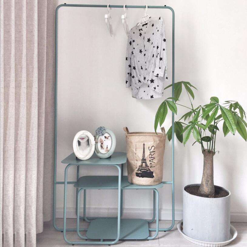 Multi functional floor clothes rack Bedroom Furniture horizontal bar type island racks standing bag creative clothing shelf